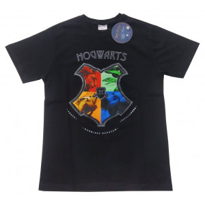 Harry Potter - Hogwarts New Logo (Lisanslı T-Shirt) Siyah